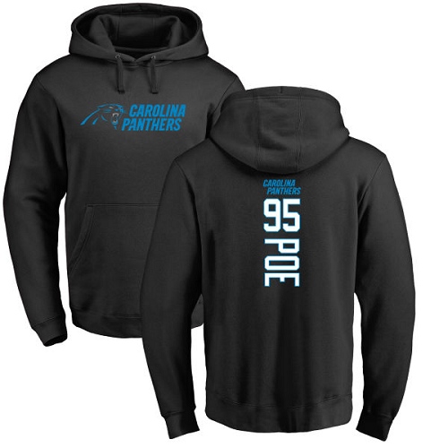 Carolina Panthers Men Black Dontari Poe Backer NFL Football #95 Pullover Hoodie Sweatshirts